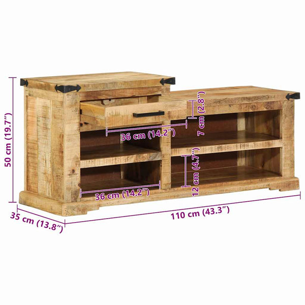 Bank mit Schubladen Braun Mango Holz