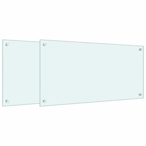 Küchenrückwand 2er Set Weiß Hartglas 80x40 cm