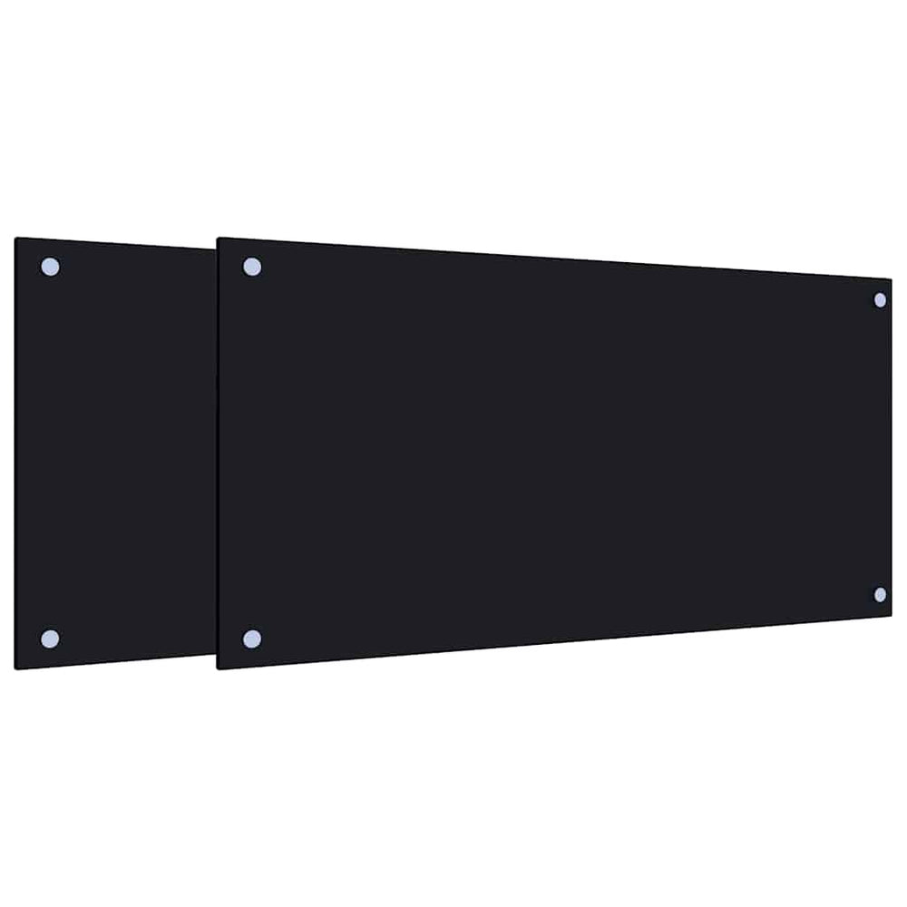 Küchenrückwand 2er Set Schwarz Hartglas 80x40 cm
