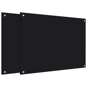 Küchenrückwand 2er Set Schwarz Hartglas 80x60cm