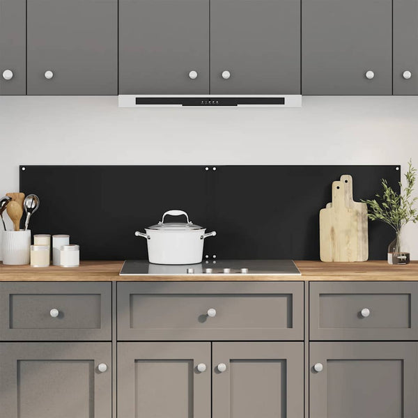 Küchenrückwand 2er Set Schwarz Hartglas 80x60cm