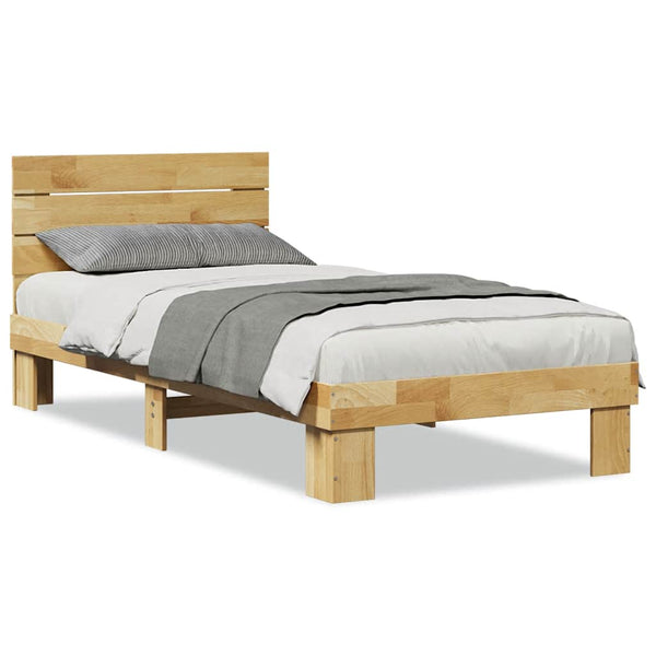 vidaXL Solid Wood Bed with Headboard without Mattress 75x190 cm Oak Wood