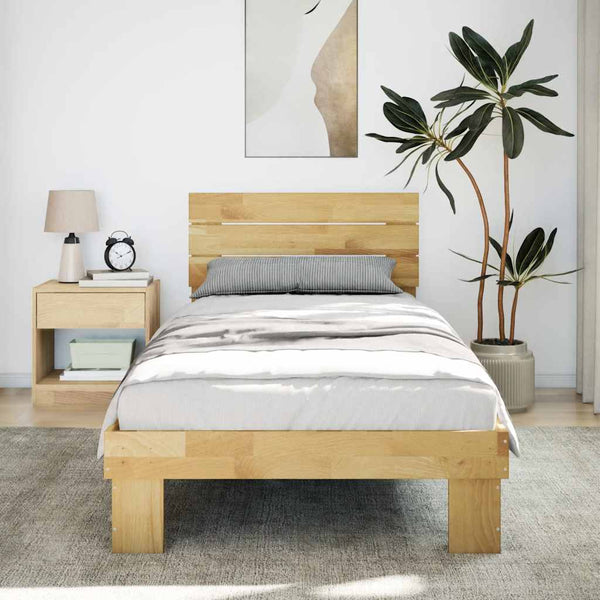 vidaXL Solid Wood Bed with Headboard without Mattress 75x190 cm Oak Wood