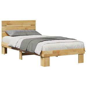 vidaXL Solid Wood Bed with Headboard without Mattress 75x190 cm Oak Wood