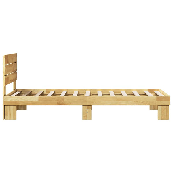 vidaXL Solid Wood Bed with Headboard without Mattress 75x190 cm Oak Wood
