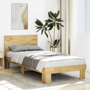 vidaXL Solid Wood Bed with Headboard without Mattress 75x190 cm Oak Wood