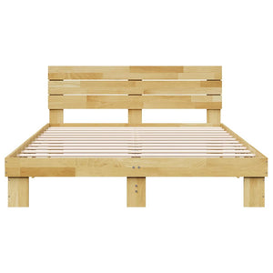 vidaXL Solid Wood Bed with Headboard without Mattress 135x190 cm Oak Wood