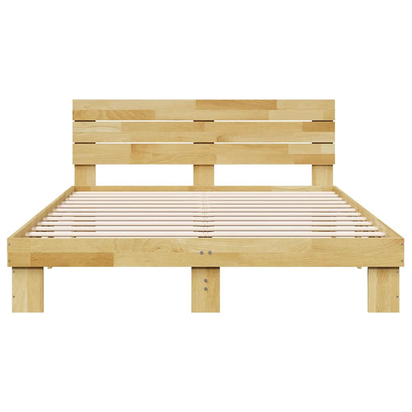 vidaXL Solid Wood Bed with Headboard without Mattress 135x190 cm Oak Wood