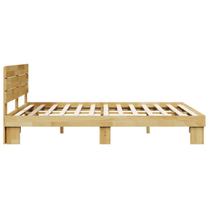 vidaXL Solid Wood Bed with Headboard without Mattress 135x190 cm Oak Wood