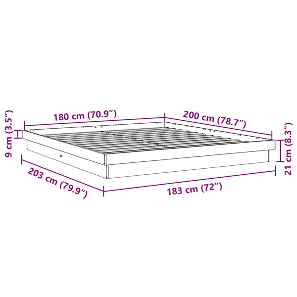 vidaXL Solid Wood Bed Frame without Mattress 180x200 cm Oak Wood
