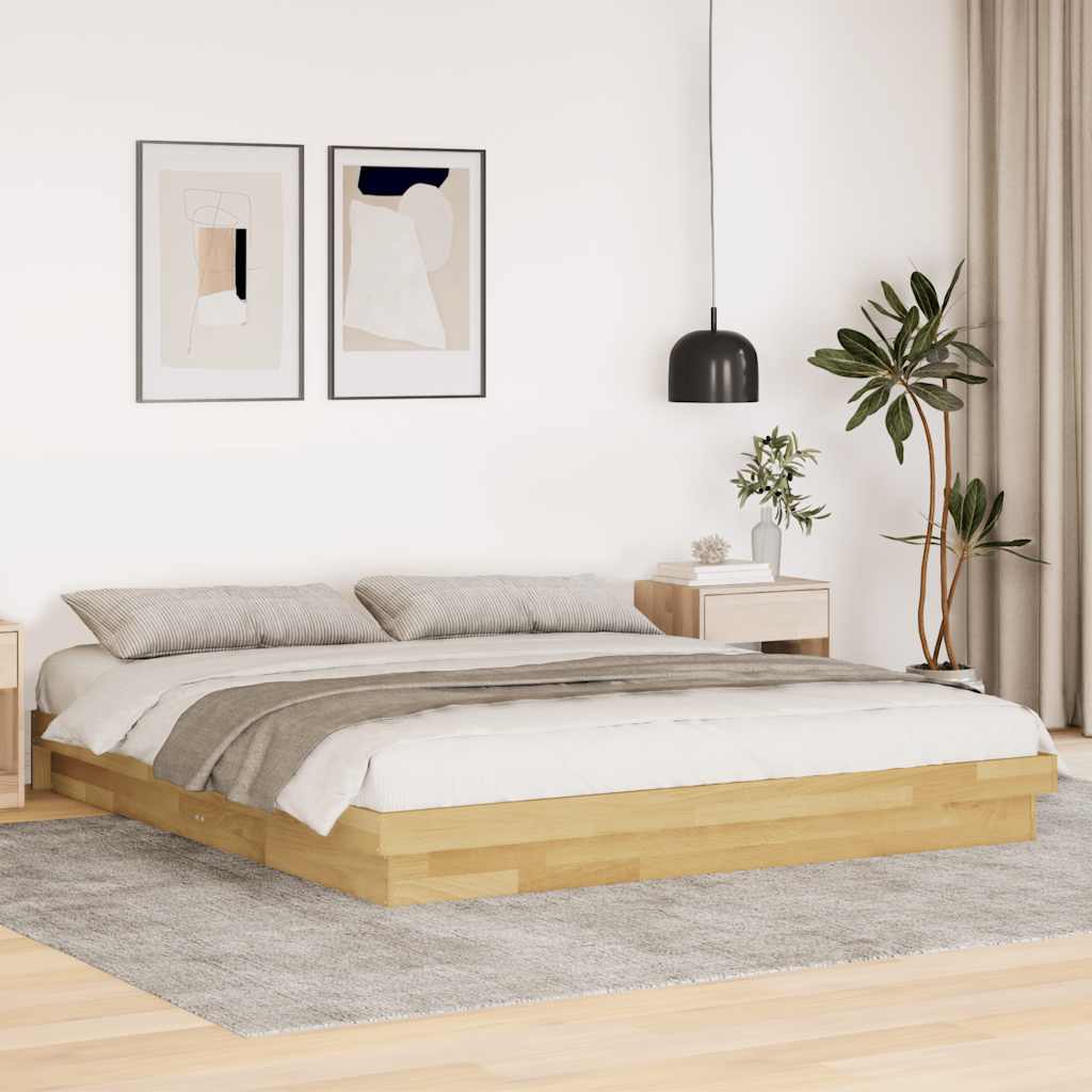 vidaXL Solid Wood Bed Frame without Mattress 180x200 cm Oak Wood