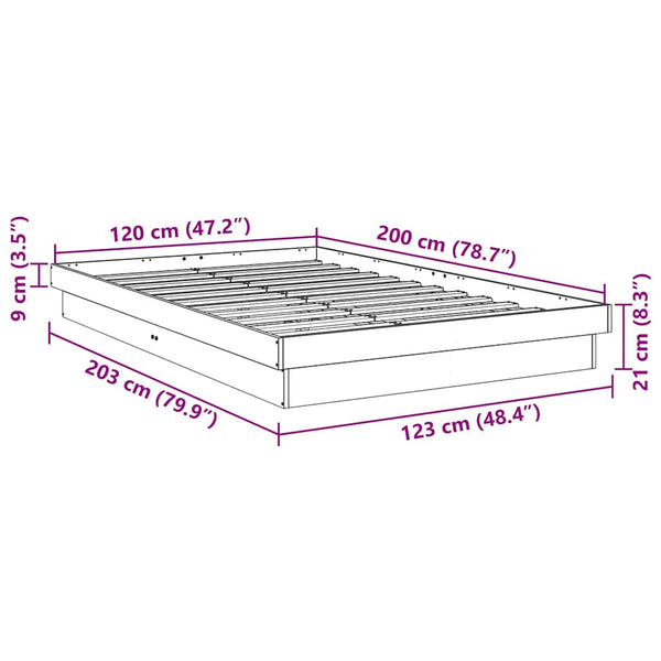 vidaXL Solid Oak Bed Frame without Mattress 120x200 cm