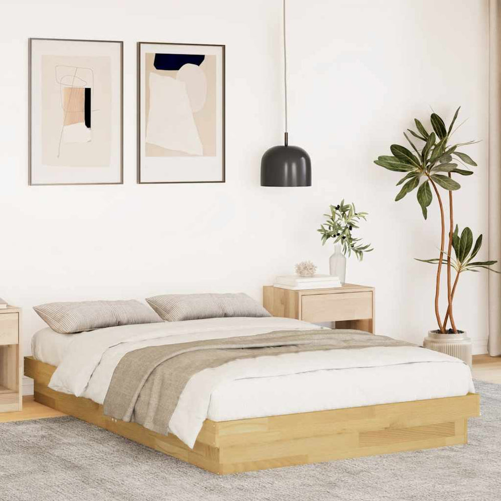 vidaXL Solid Oak Bed Frame without Mattress 120x200 cm