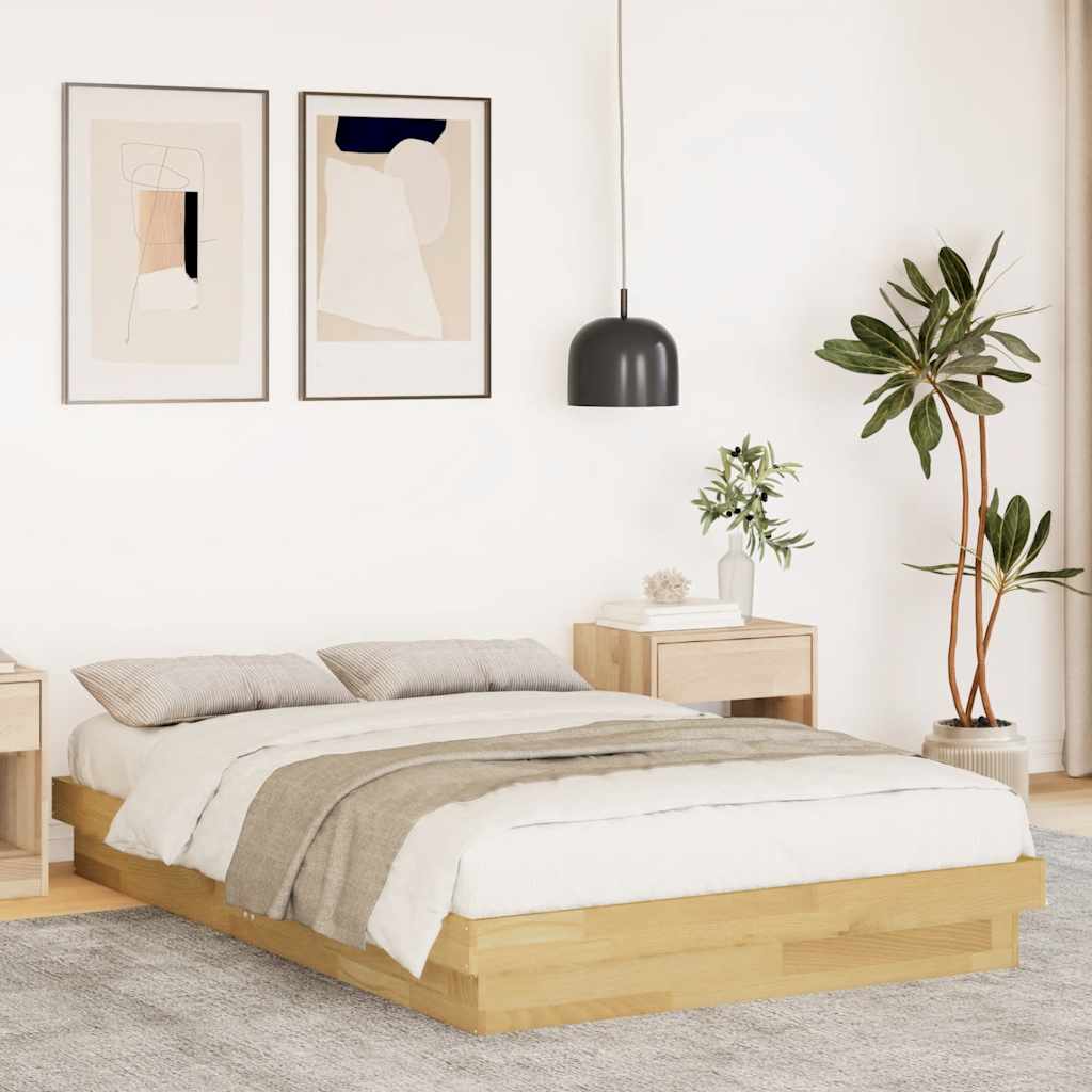 vidaXL Solid Oak Bed Frame without Mattress 120x200 cm