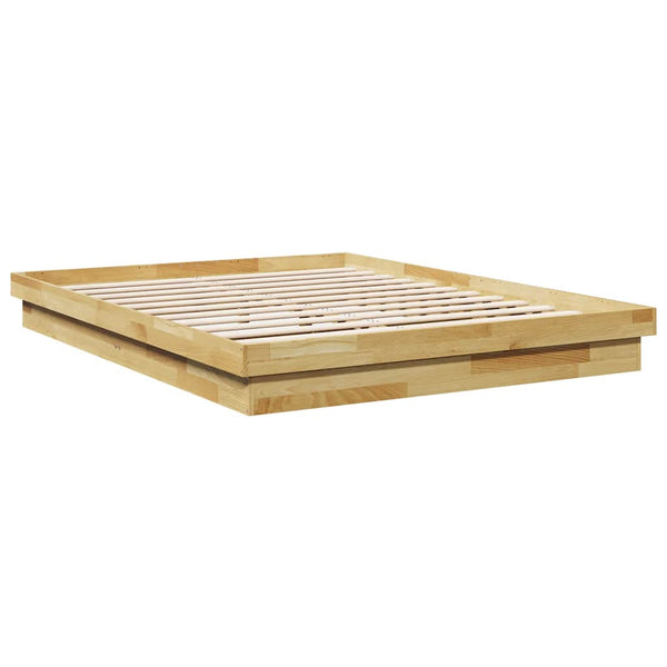 vidaXL Solid Wood Bed Frame without Mattress 135x190 cm Oak Wood
