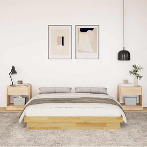vidaXL Solid Wood Bed Frame without Mattress 135x190 cm Oak Wood