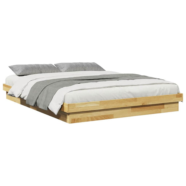 vidaXL Solid Wood Bed Frame without Mattress 135x190 cm Oak Wood