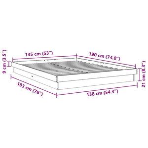 vidaXL Solid Wood Bed Frame without Mattress 135x190 cm Oak Wood