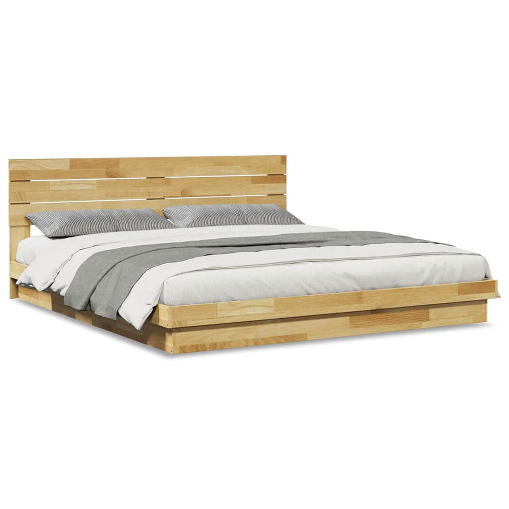 vidaXL Solid Wood Bed with Headboard without Mattress 180x200 cm Oak Wood