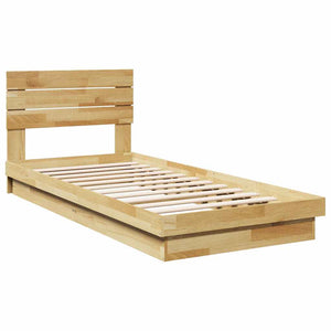 vidaXL Solid Wood Bed with Headboard without Mattress 100x200 cm Oak Wood