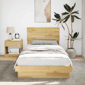 vidaXL Solid Wood Bed with Headboard without Mattress 100x200 cm Oak Wood