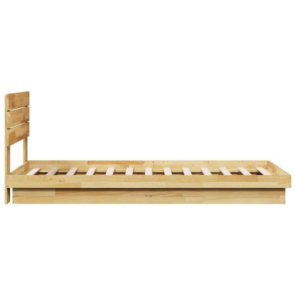 vidaXL Solid Wood Bed with Headboard without Mattress 100x200 cm Oak Wood