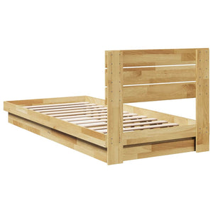 vidaXL Solid Wood Bed with Headboard without Mattress 100x200 cm Oak Wood
