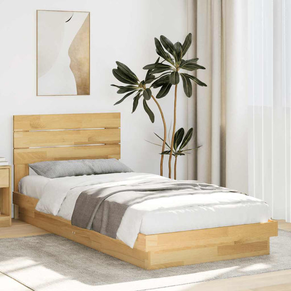 vidaXL Solid Wood Bed with Headboard without Mattress 100x200 cm Oak Wood