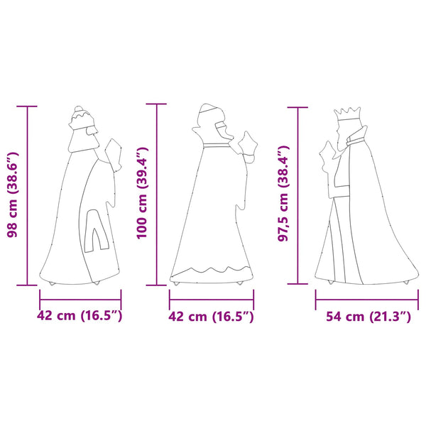 vidaXL 3 Wise Men Christmas Lights 3 pcs Warm White 105 cm