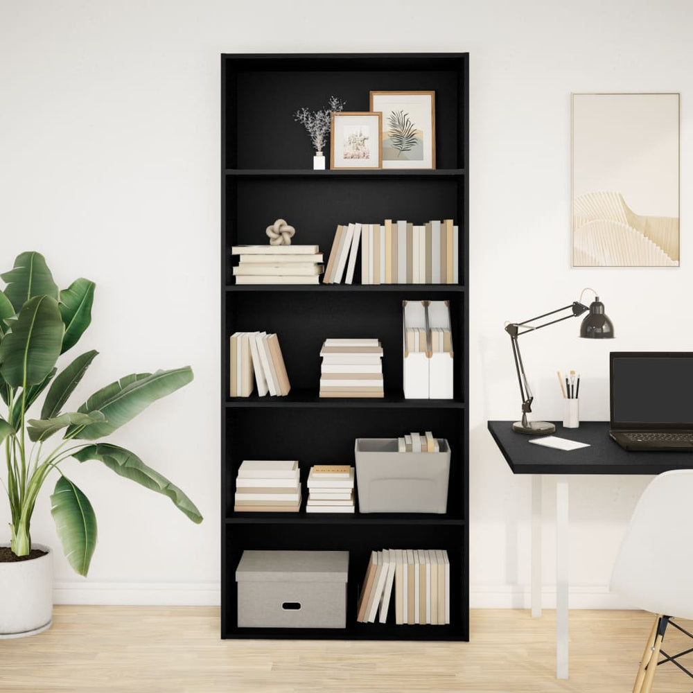 vidaXL Bookcase Black 80x30x189 cm Engineered Wood