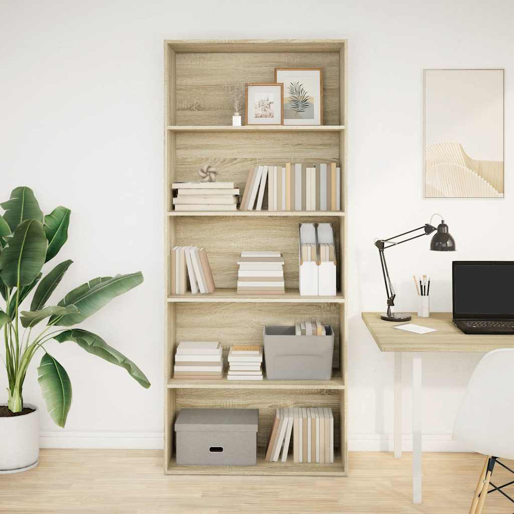 vidaXL Sonoma Oak Bookcase 80x30x189 cm Engineered Wood