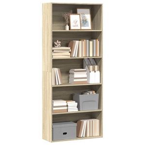 vidaXL Sonoma Oak Bookcase 80x30x189 cm Engineered Wood