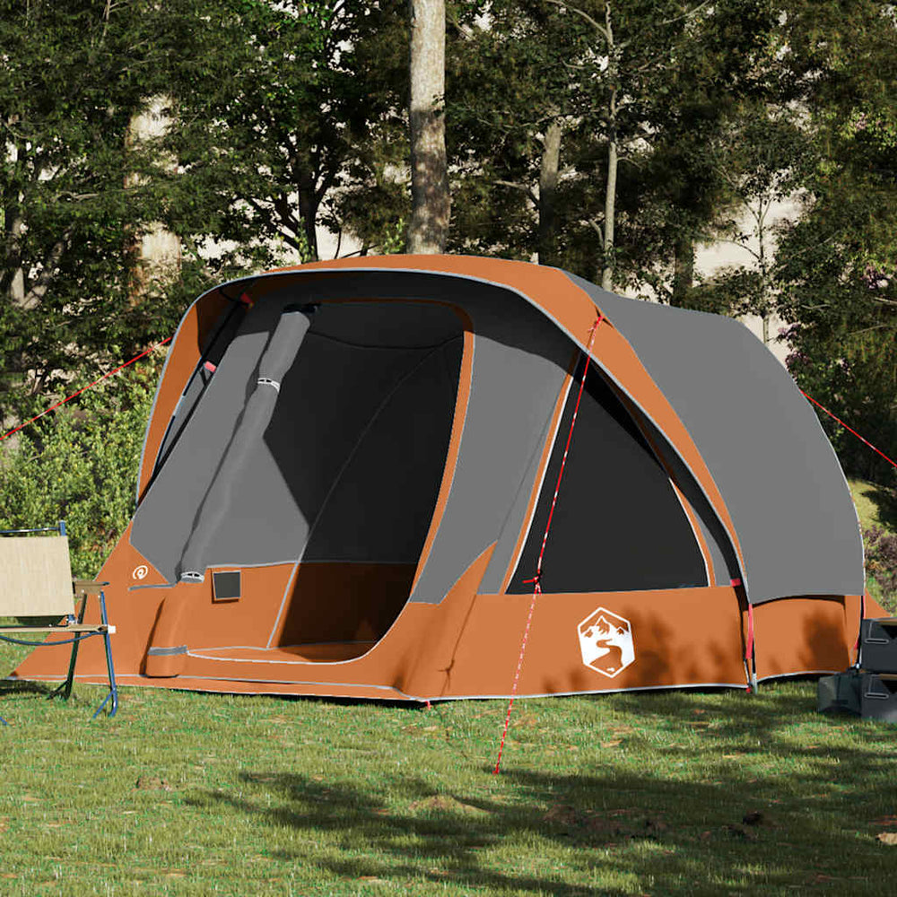 vidaXL Family Tent for 6 Persons Grey and Orange Waterproof