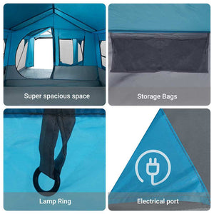 vidaXL Family Tent Blue and Grey 620 x 322 x 240 cm Polyester