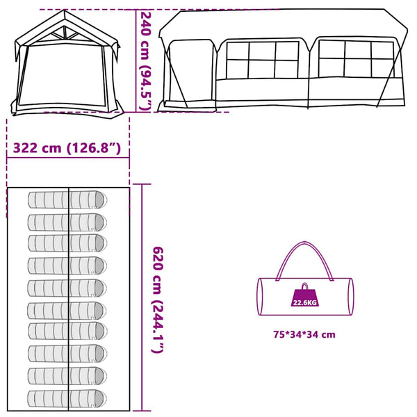 vidaXL Family Tent Blue and Grey 620 x 322 x 240 cm Polyester