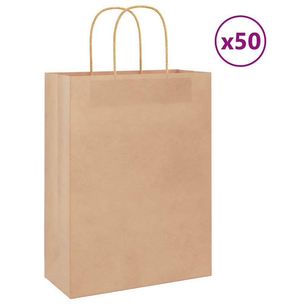 vidaXL Paper Carrier Bags 50 pcs. with Handles Brown 26x12x35 cm