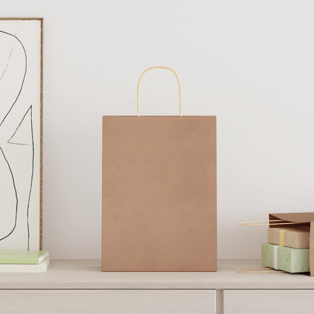 vidaXL Paper Carrier Bags 50 pcs. with Handles Brown 26x12x35 cm