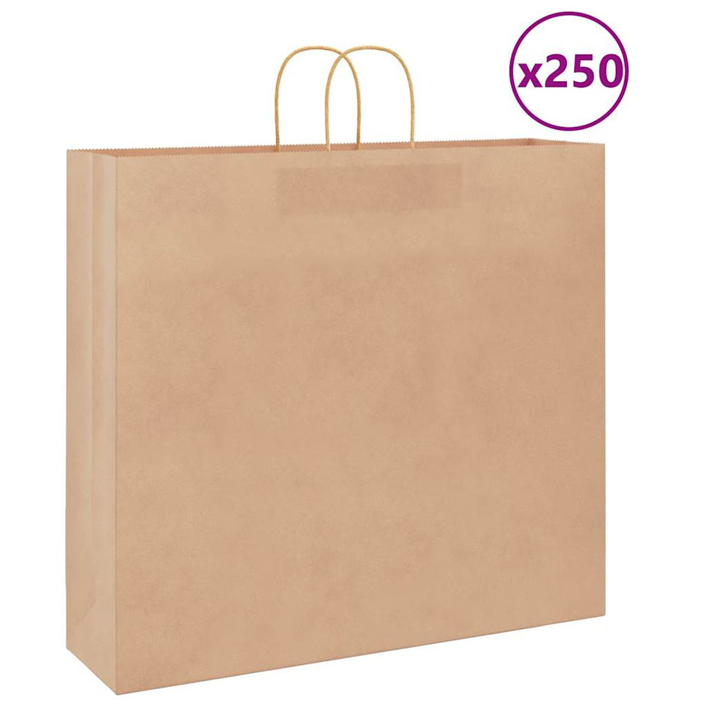 vidaXL Paper Carrier Bags 250 pcs. with Handles Brown 54x15x49 cm