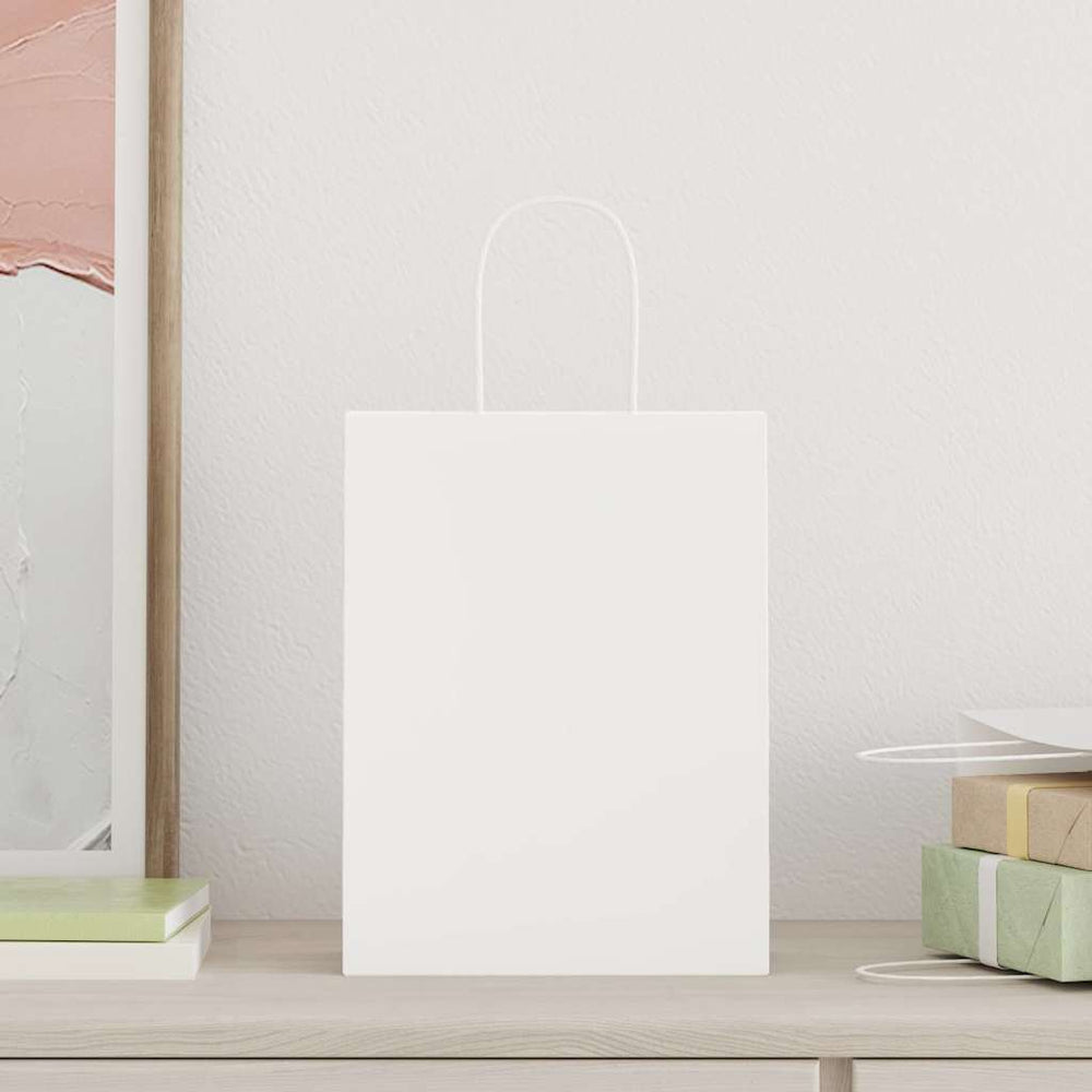vidaXL Paper Carrier Bags 50 pcs. with Handles White 21x11x28 cm