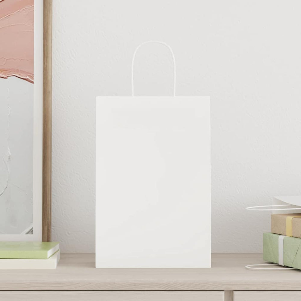vidaXL Paper Carrier Bags 50 Pcs. with Handles White 21x11x31 cm