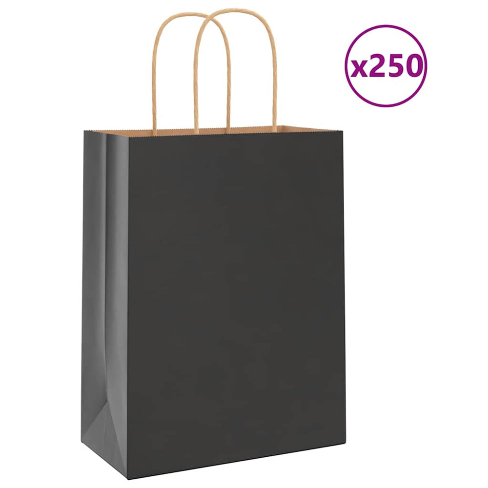 Schwarze Papiertragetaschen mit Henkel, 21x11x28 cm, 250 Stk.