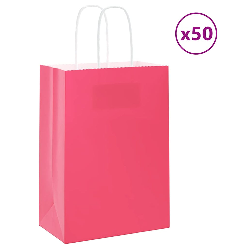 vidaXL Paper Carrier Bags 50 pcs. with Handles Pink 15x8x21 cm