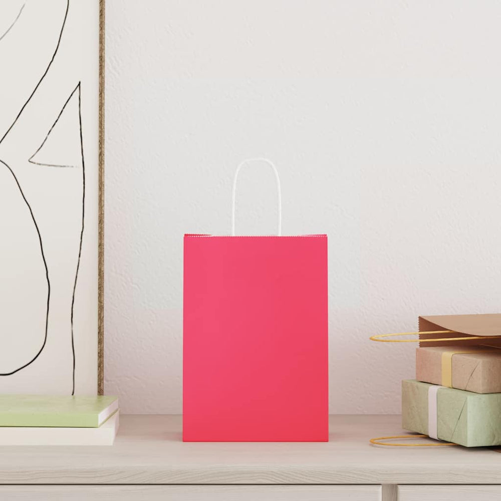 vidaXL Paper Carrier Bags 50 pcs. with Handles Pink 15x8x21 cm