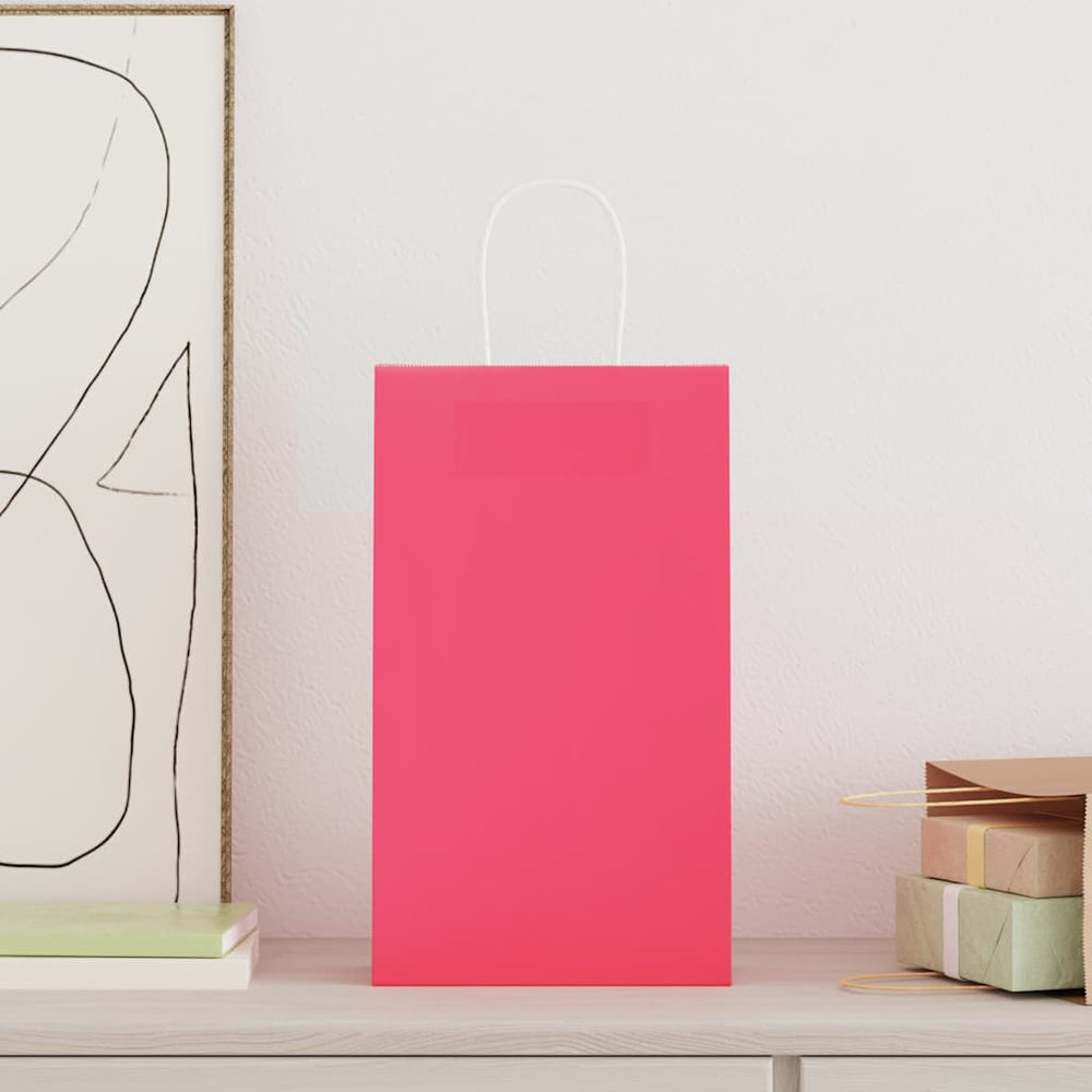 vidaXL Paper Carrier Bags 50 Pcs. with Handles Pink 21x11x36 cm