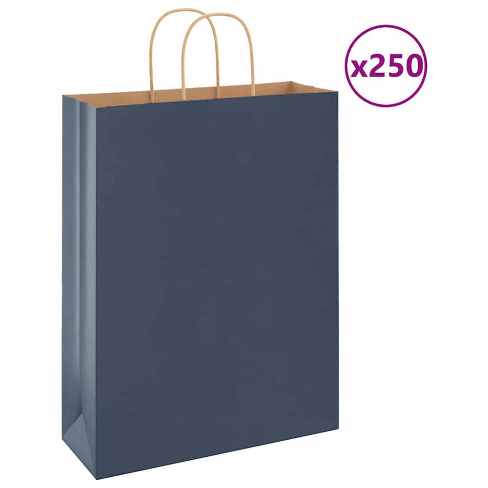 vidaXL Paper Carrier Bags 250 pcs. with Handles Blue 32x12x42 cm
