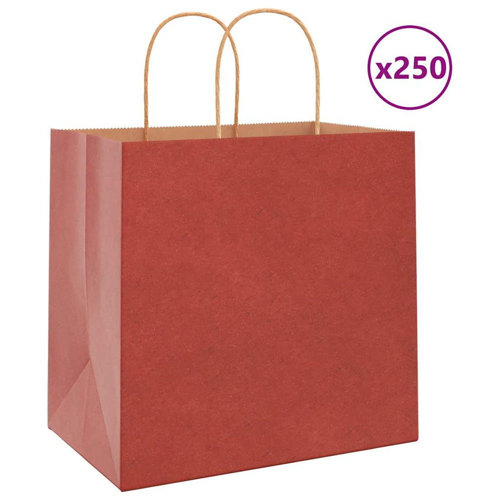 vidaXL Paper Carrier Bags 250 pcs. with Handles Red 26x17x25 cm