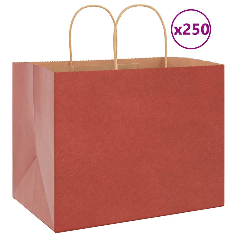 vidaXL Paper Carrier Bags 250 pcs. with Handles Red 32x22x24 cm