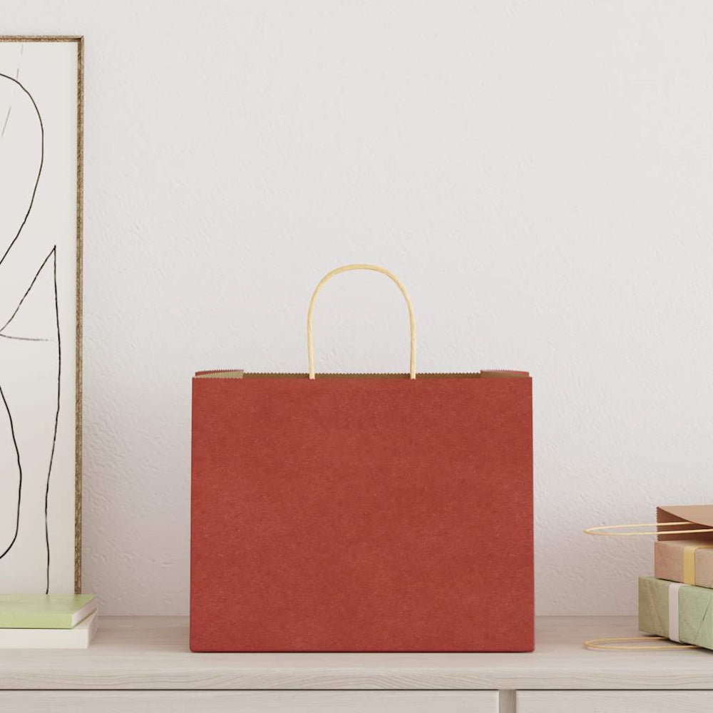 vidaXL Paper Carrier Bags 250 pcs. with Handles Red 32x22x24 cm