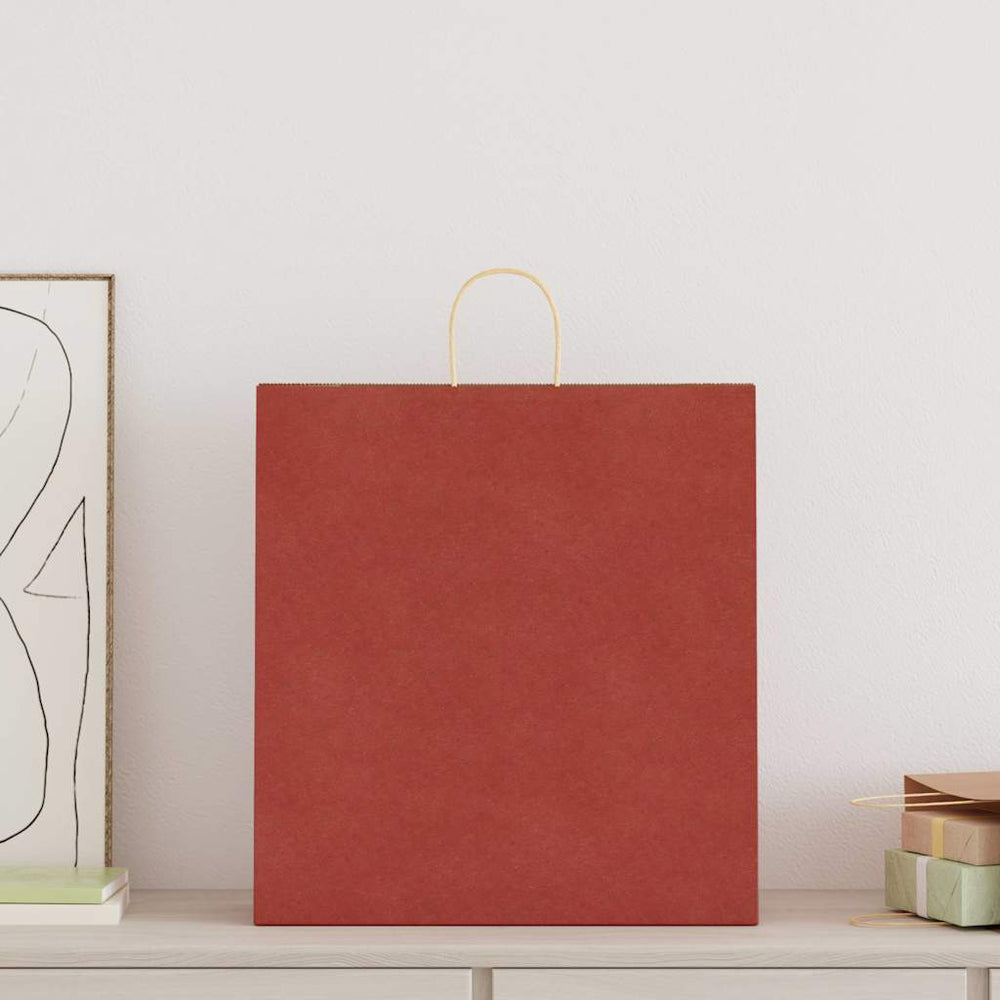 vidaXL Paper Carrier Bags 250 pcs. with Handles Red 45x17x48 cm