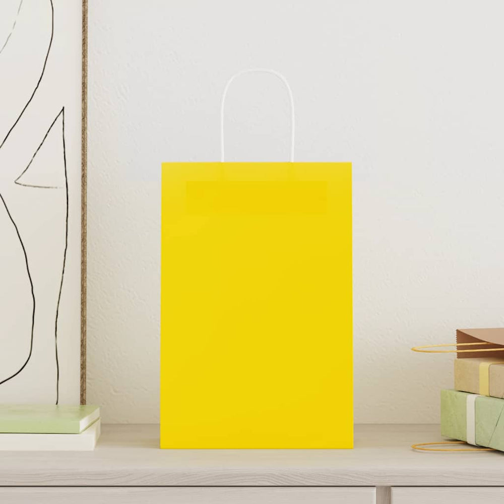 vidaXL Paper Bags 50 pcs. with Handles Yellow 21x11x31 cm